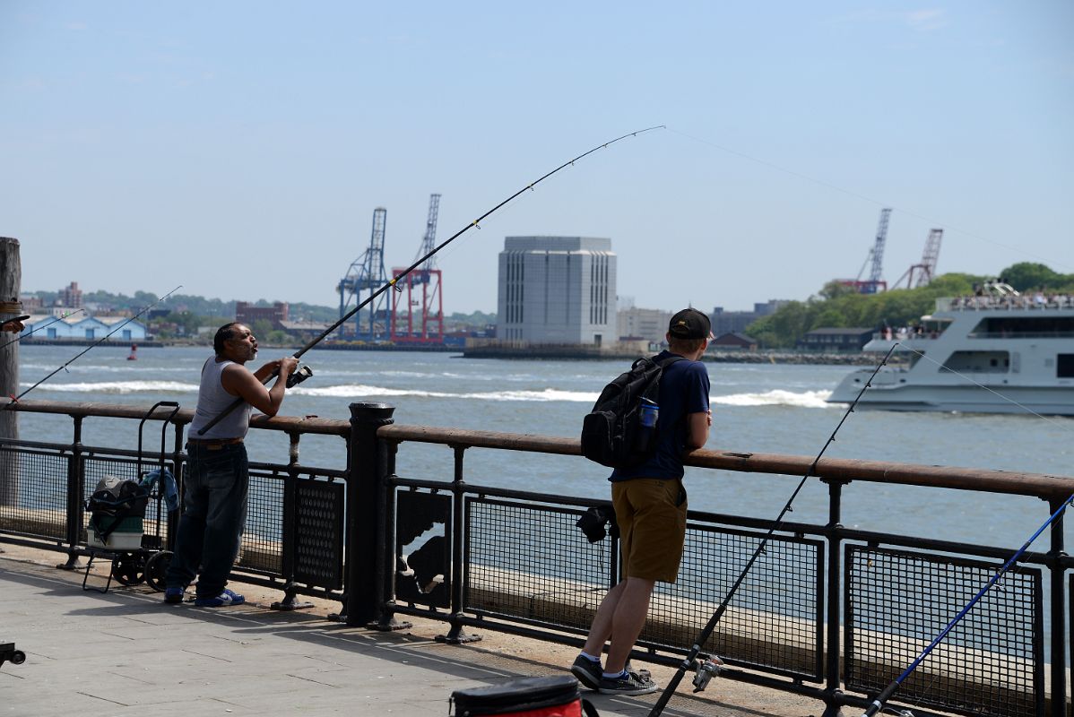25-10 Fishing In The Hudson River From Battery Park In New York Financial District